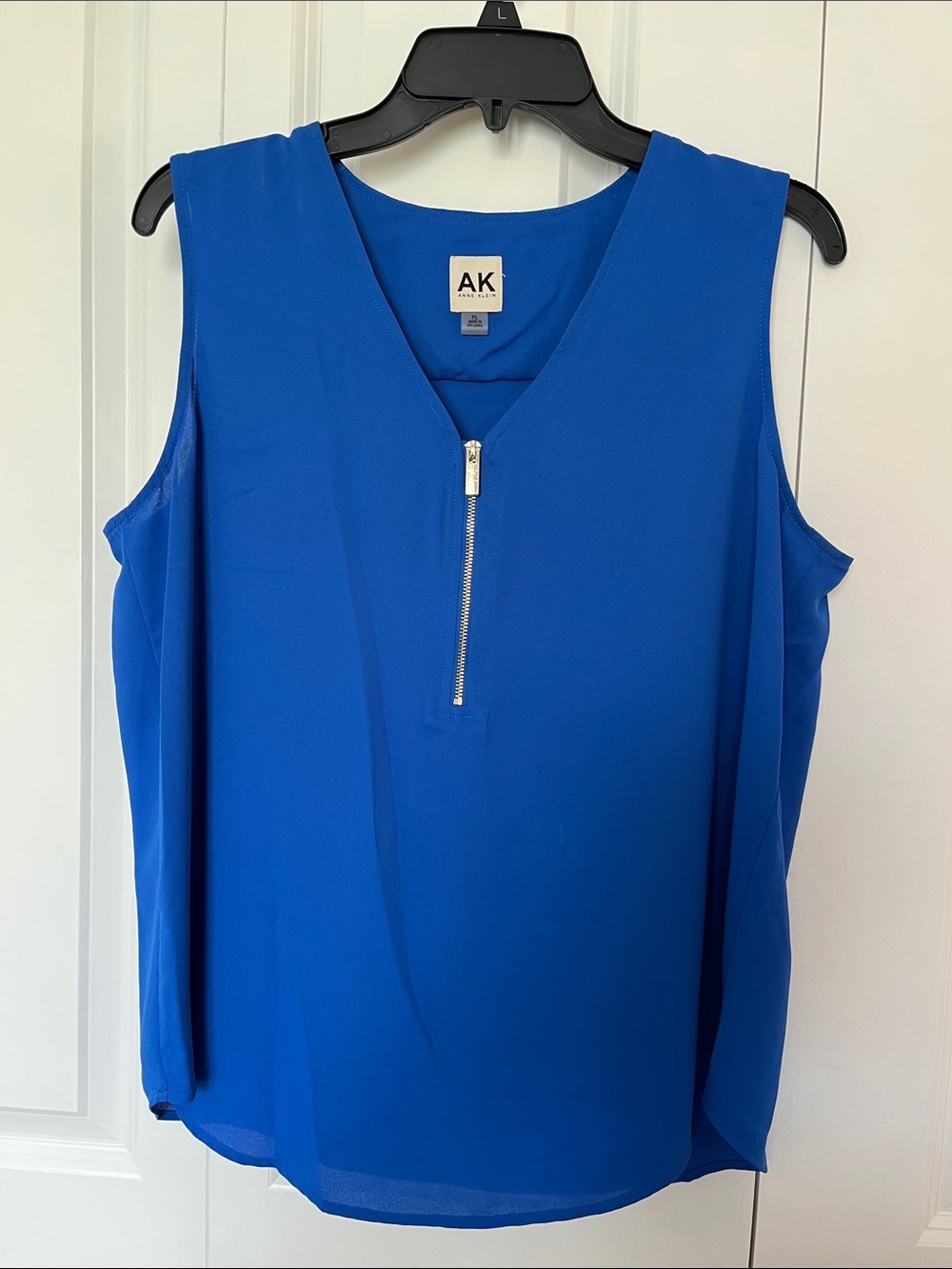 Anne Klein Bright Blue V-Neck Zip Tank